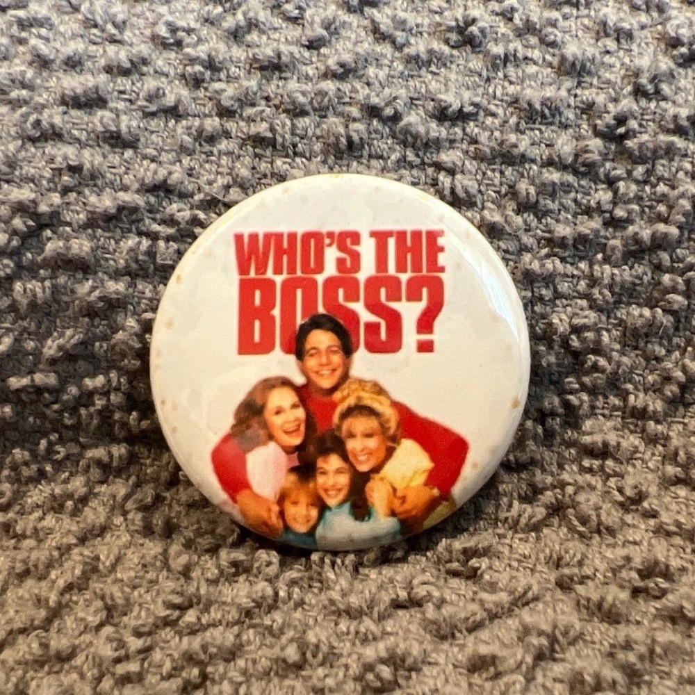 Vintage Who's the Boss TV Show Cast Pin Back Button 1.125 Inch Retro 80s Sitcom